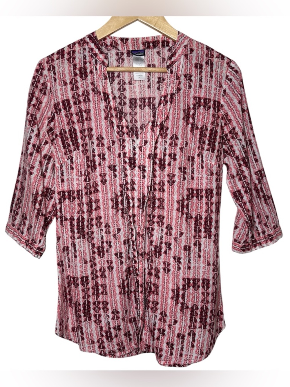 Patagonia Sedum Top Womens Size 6 Granola Organic Cotton Geometric Lightweight